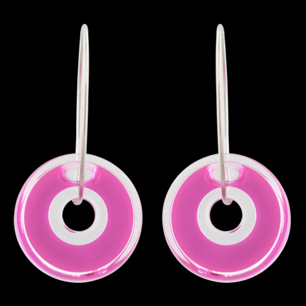 Boucles d'oreilles en verre souffle - Donut transparent
